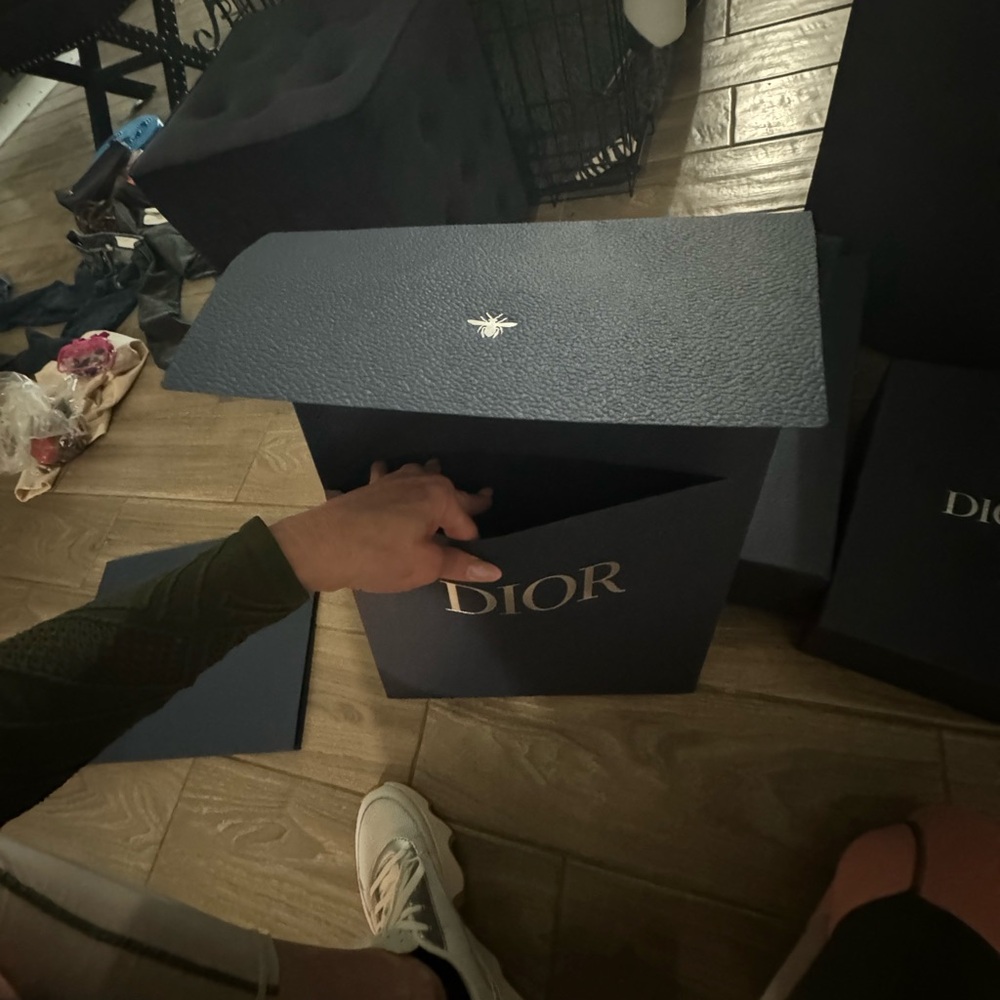 Dior Blue Pebble Gift Box Silver Letters w Tissue | 14.5 x 11 x 3" 2 available!